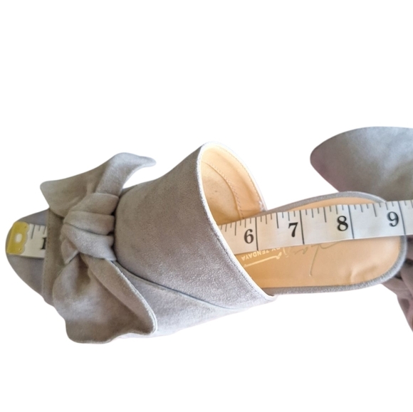 Daya by Zendaya Suede Bow Mules Heels | Size 6.5 | Gray Slip-On Stilettos - Picture 7 of 9